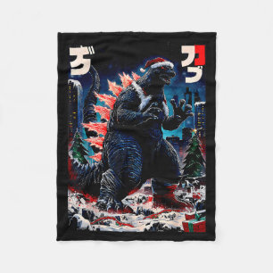 Santazilla Japanese Monster Kaiju Dinosaur Christm Fleece Blanket
