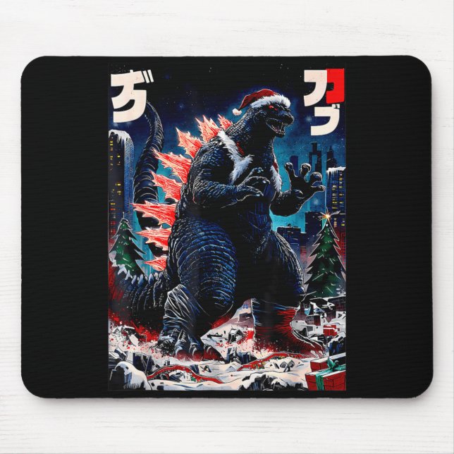 Santazilla Japanese Monster Kaiju Dinosaur Christm Mouse Pad (Front)