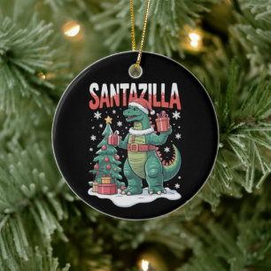 Santazilla Japanese Monster Kaiju Xmas Dinosaur Ceramic Ornament
