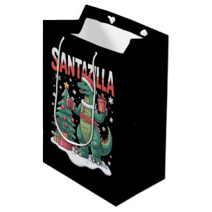 Santazilla Japanese Monster Kaiju Xmas Dinosaur Medium Gift Bag