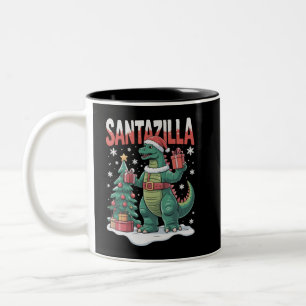 Santazilla Japanese Monster Kaiju Xmas Dinosaur Two-Tone Coffee Mug