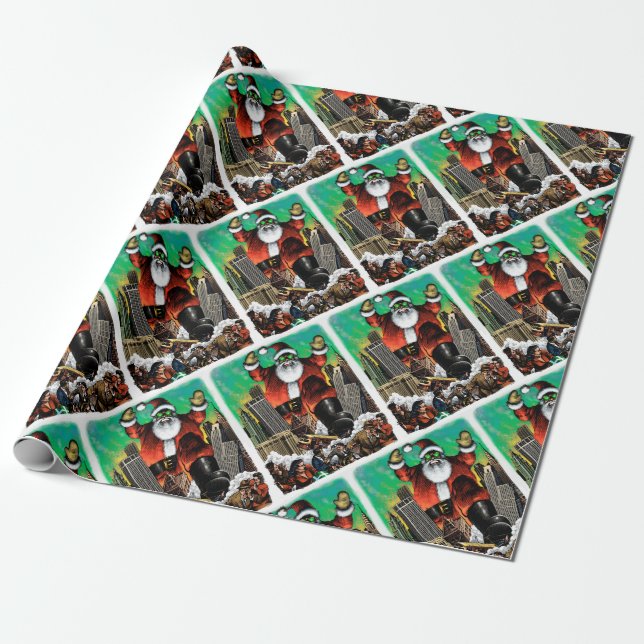Santazilla Wrapping Paper (Unrolled)