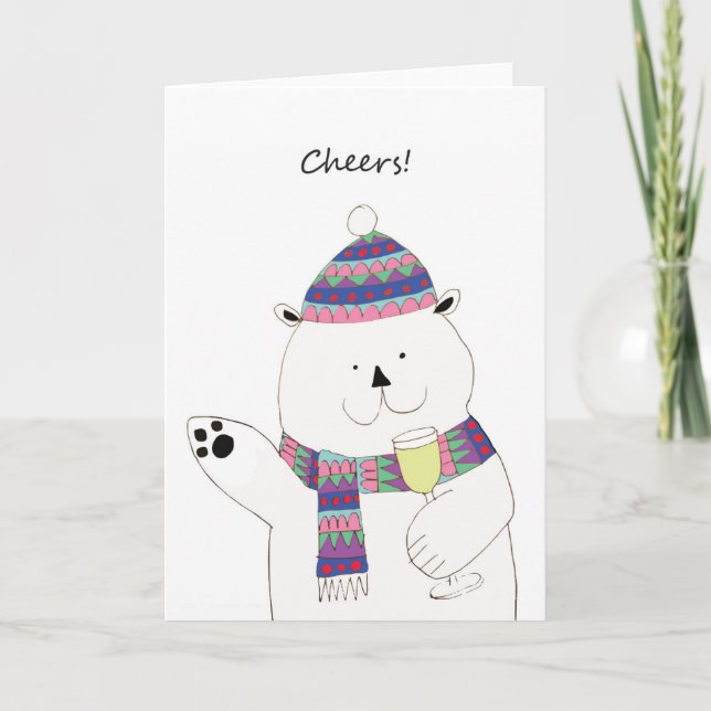 Santé! Carte de Noël Ours Polaire (Devant)