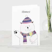 Santé! Carte de Noël Ours Polaire