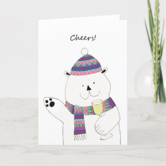Santé! Carte de Noël Ours Polaire