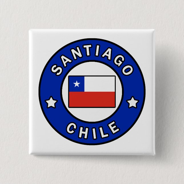 Santiago Chile 2 Inch Square Button (Front)