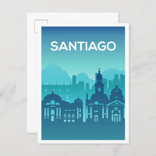 Santiago Chile Art Travel Illustration Postcard