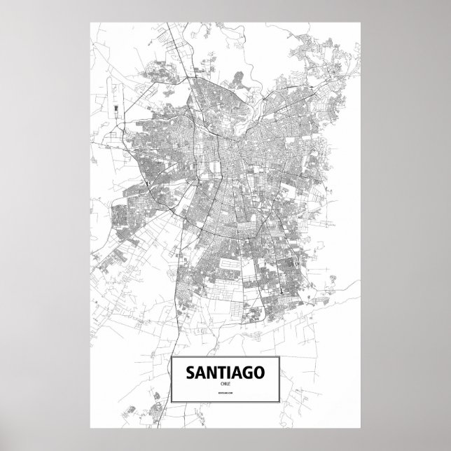 Santiago, Chile (black on white) Poster (Front)