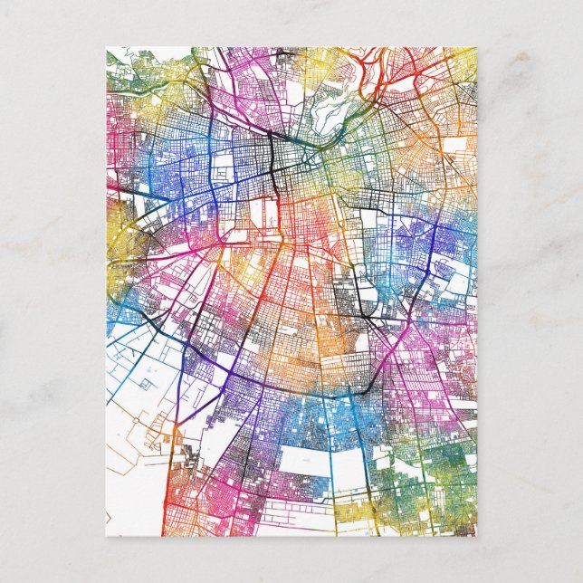 Santiago Chile City Map Postcard (Front)