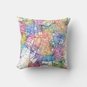 Santiago Chile City Map Throw Pillow