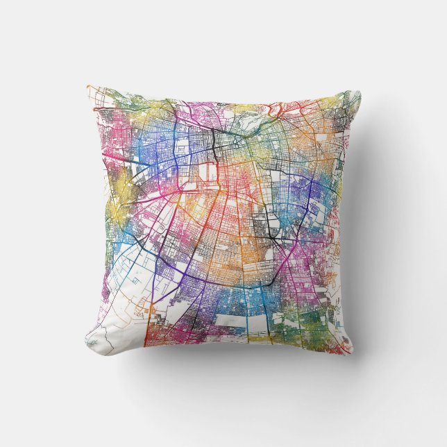 Santiago Chile City Map Throw Pillow (Front)