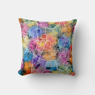 Santiago Chile City Map Throw Pillow