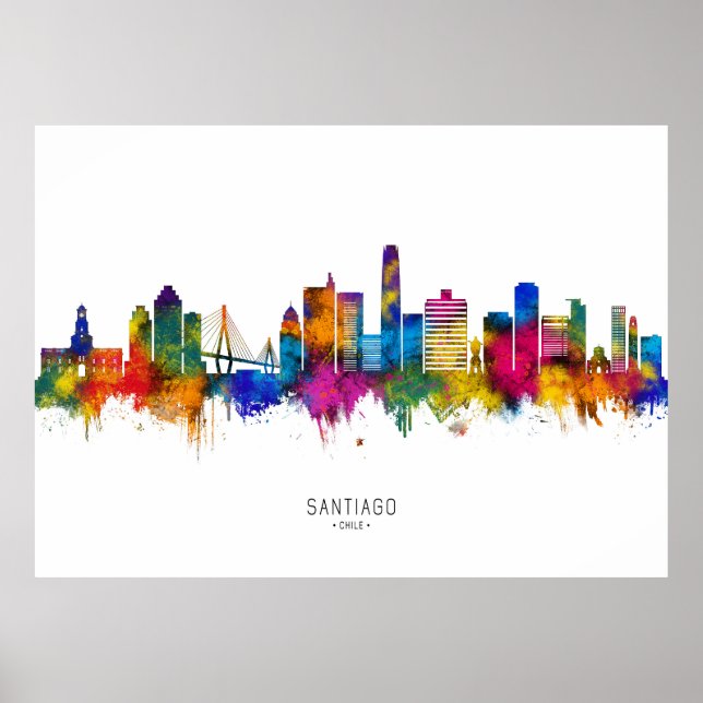  Santiago Chile Skyline Poster (Front)