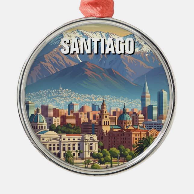 Santiago Chile Travel Metal Ornament (Front)