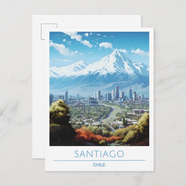 Santiago Chile Vintage Travel  Postcard (Front/Back)