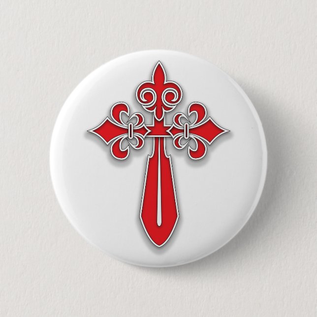 Santiago Cross 2 Inch Round Button (Front)