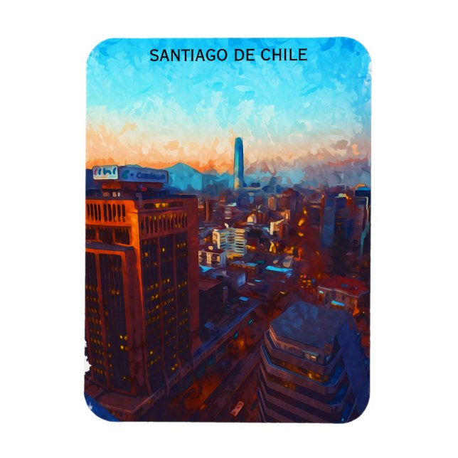 Santiago de Chile Skyline View Magnet (Vertical)