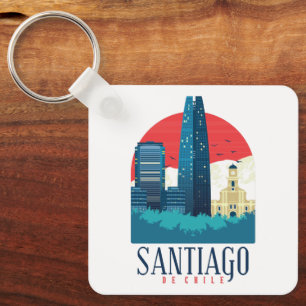 Santiago de Chile Vintage Skyline Keychain
