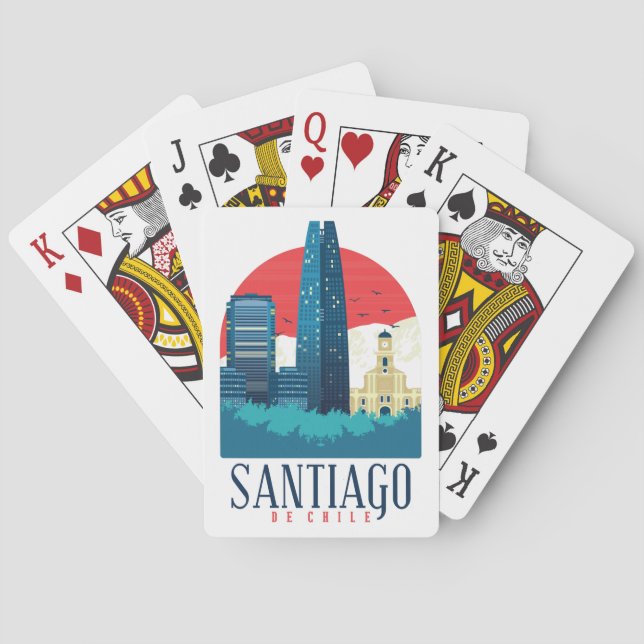Santiago de Chile Vintage Skyline Photo  Playing Cards (Back)