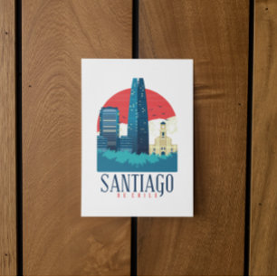 Santiago de Chile Vintage Skyline  Postcard