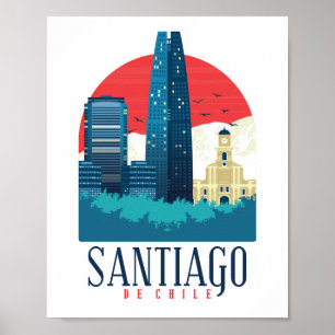 Santiago de Chile Vintage Skyline Poster