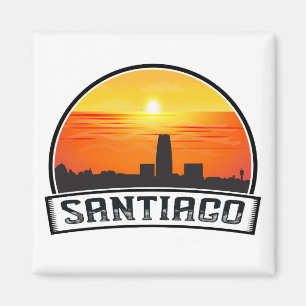 Santiago de Chile VIntage Skyline Sunset Magnet