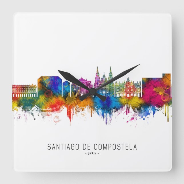 Santiago de Compostela Spain Skyline Square Wall Clock (Front)