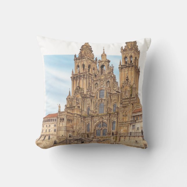 Santiago de Compostela. Western façade. Spain Throw Pillow (Front)