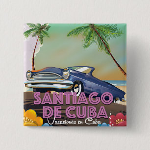 Santiago de Cuba - Cuban travel poster 2 Inch Square Button