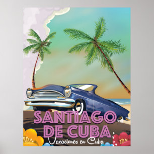 Santiago de Cuba Vintage travel poster