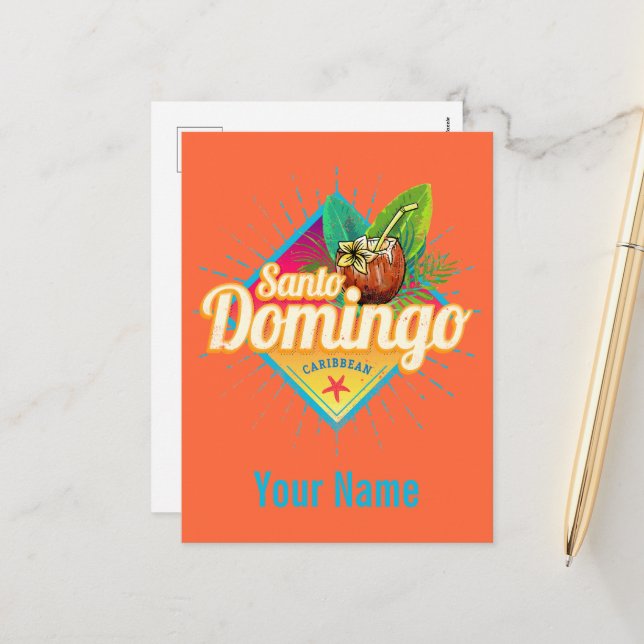 Santo Domingo Caribbean Dominican Republic Retro Holiday Postcard (Front/Back In Situ)