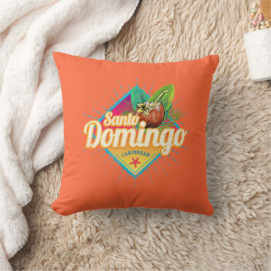 Santo Domingo Caribbean Dominican Republic Retro Throw Pillow