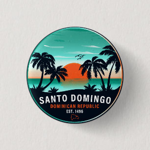 Santo Domingo Dominican Republic Retro Sunset 60s 1 Inch Round Button