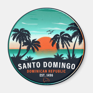 Santo Domingo Dominican Republic Retro Sunset 60s Magnet