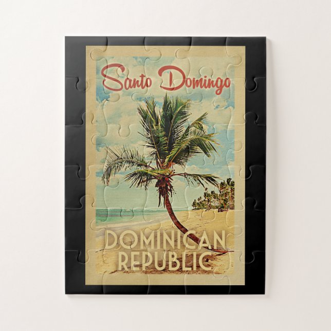 Santo Domingo Palm Tree Vintage Travel Jigsaw Puzzle (Vertical)