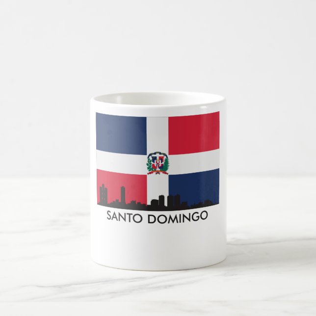 Santo Domingo Skyline Dominican Republic Flag Coffee Mug (Center)