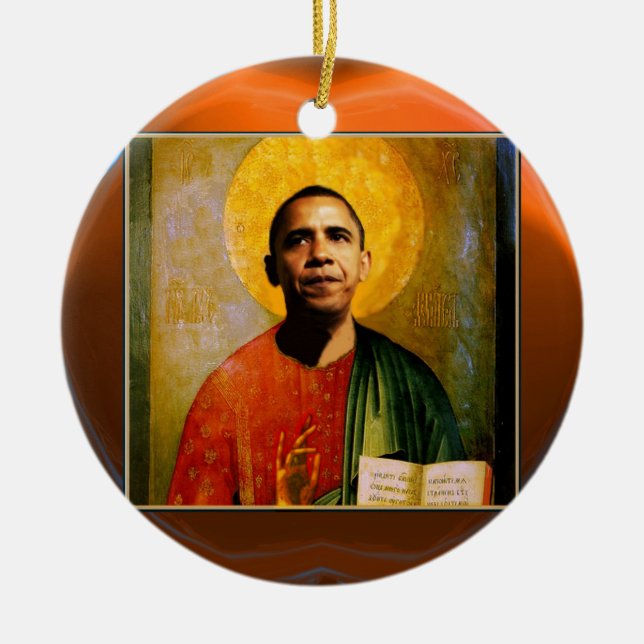 SANTOBAMA  Orange Agate Ceramic Ornament (Front)