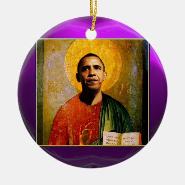 SANTOBAMA  Purple Amethyst Ceramic Ornament (Front)