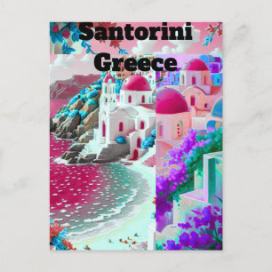 Santorin Grèce Aquarelle Carte de Voyage Europe