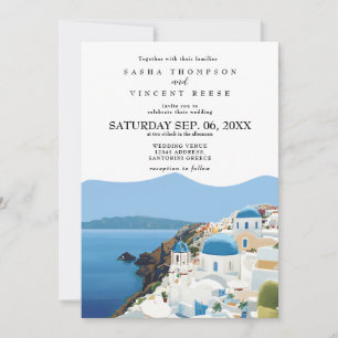 Santorin Grèce Faire-part de mariage Retro