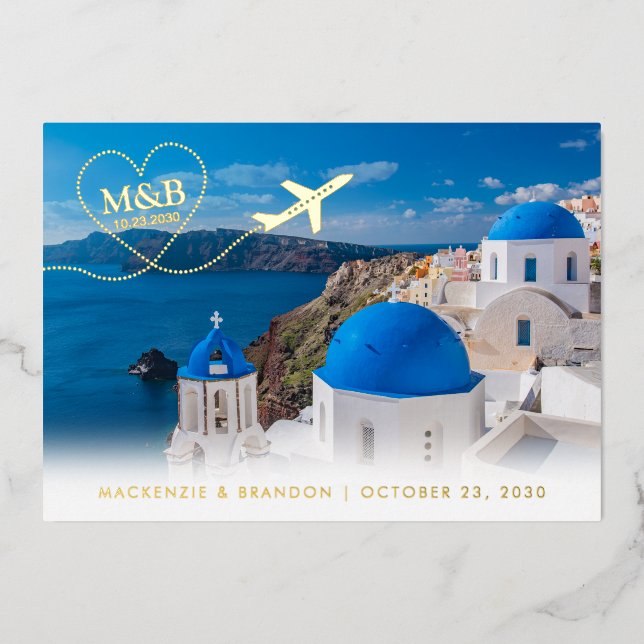 Santorin Grèce Mariage Enregistrer la date Carte p (Recto)