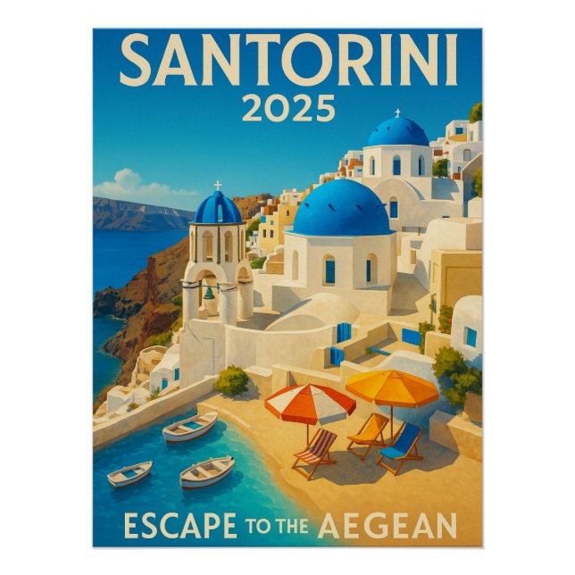 Santorini 2025 – Escape to the Aegean Poster (Front)