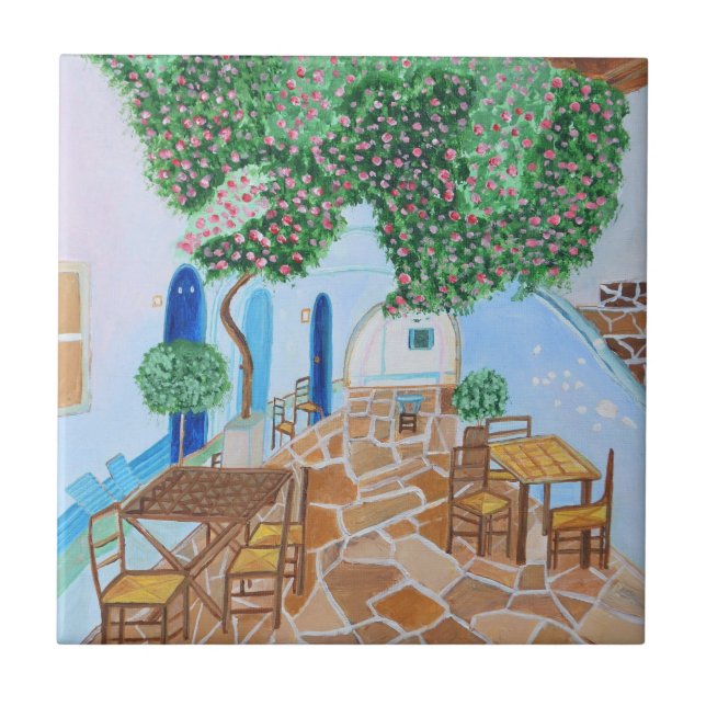 Santorini 2 decorative tile  (Front)