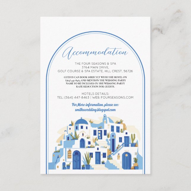 Santorini Accommodation Wedding Greece Cards (Front)