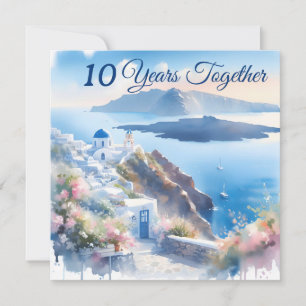 Santorini Aegan Dreamscape Wedding Anniversary Card
