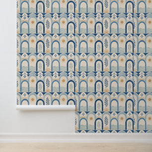 Santorini Arch Rhythm Coastal Mediterranean Wallpaper