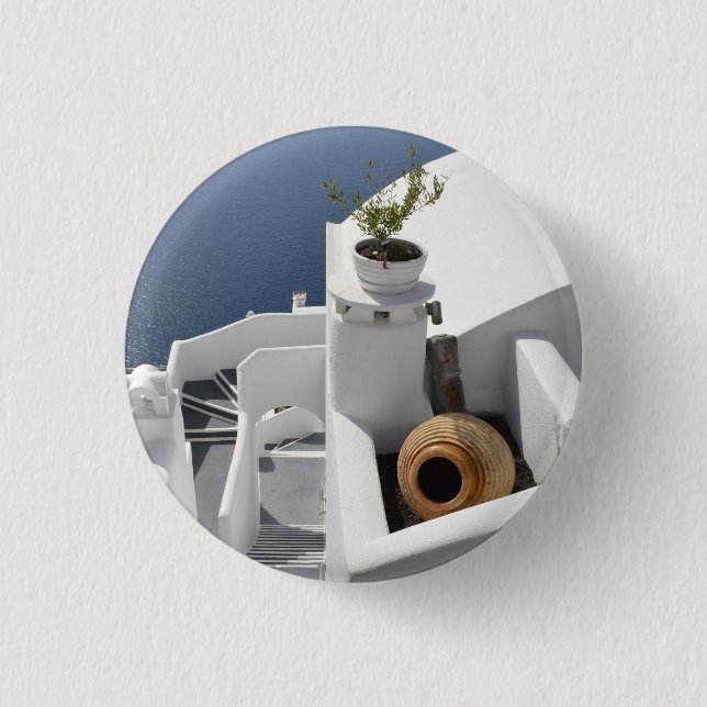 Santorini Architecture Button / Badge (Front)