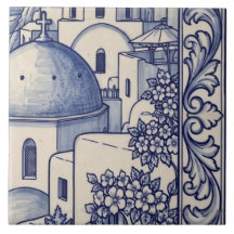 Santorini Azulejo Mural Tile 4 of 6 Middle Right
