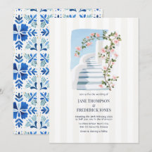 Santorini Blue Bougainvillea Greek Island Wedding