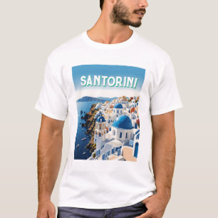 Santorini Blue Dome & Ocean – Sailing graphic T-Shirt